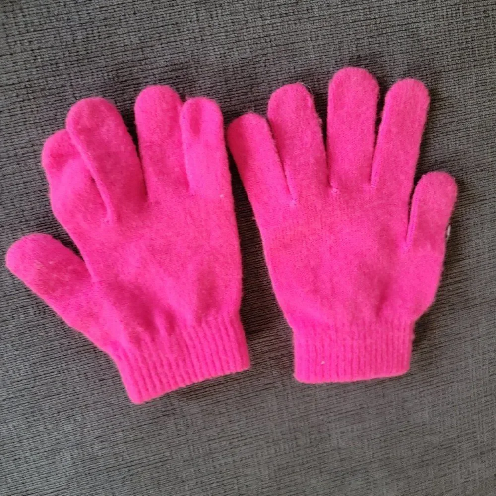 Kid's Girl Neon Pink knitted Winter Gloves Size OS